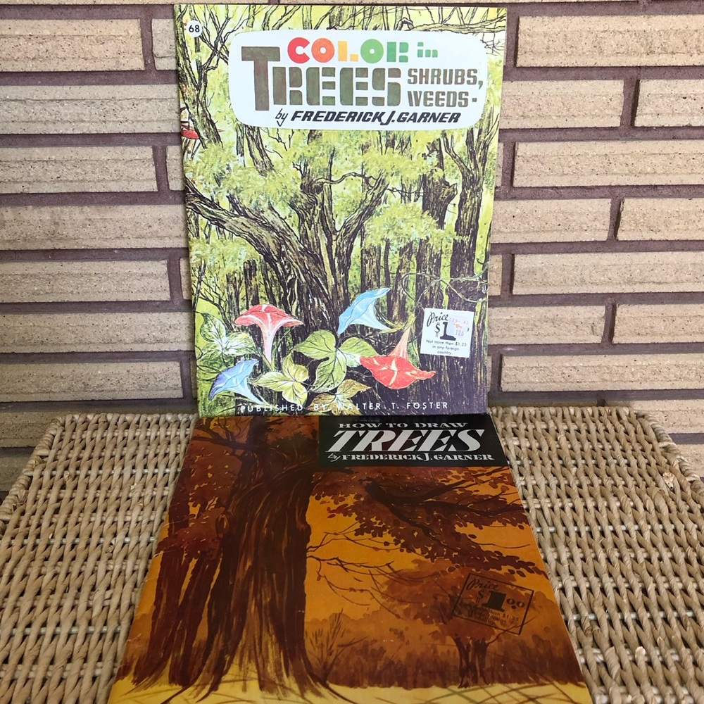 60's "How to Draw Trees", "Color in Trees, Shrubs, Weeds" Art Instruction Books